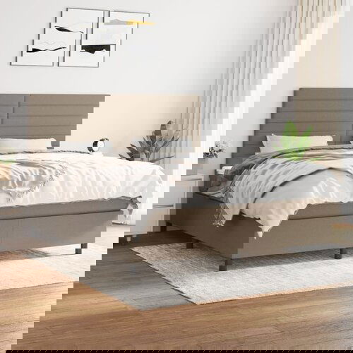  The Living Store Box spring postelja z vzmetnico taupe 180x200 cm blago - Box Spring Postelja, (21448746) Cene