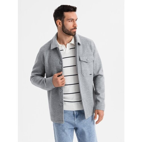 Ombre Men's lightweight fleece jacket with viscose - gray Cene