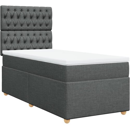 vidaXL Box spring postelja z vzmetnico temno siva 80x200 cm blago, (21261053) Cene