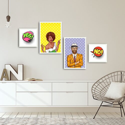 Wallity 4PBCT-20 multicolor decorative framed mdf painting (4 pieces) Cene