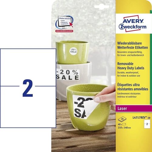 Avery Zweckform Zelo odporne odstranljive poliesterske etikete, bele 210 x 148 mm Slike