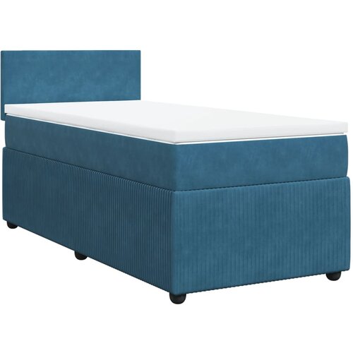 VidaXL Box spring postelja z vzmetnico modra 90x200 cm žamet, (21321353) Slike