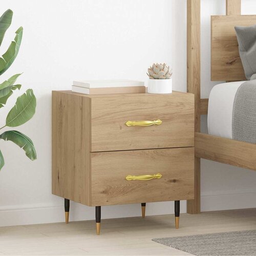 VidaXL Noćni ormar s ladicama 2 pcs hrast artisan 40 x 35 x 47.5 cm Slike