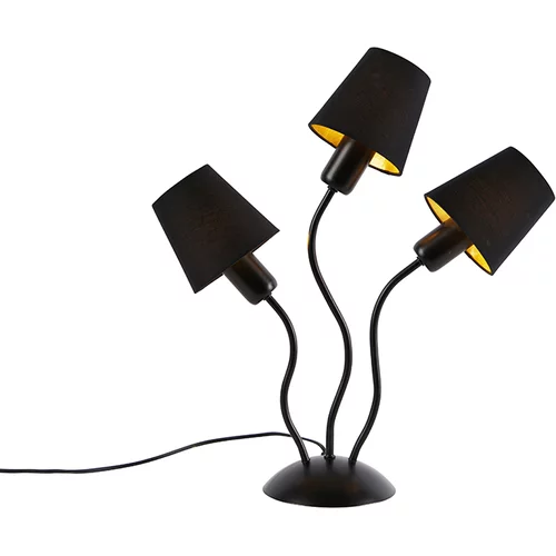 QAZQA Dizajn namizne svetilke črne 3-luči s pokrovčki - Wimme