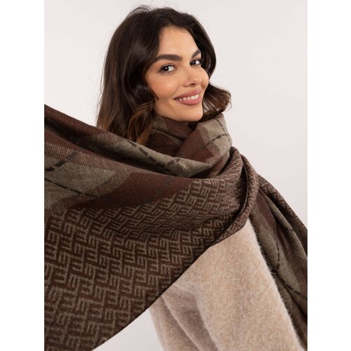 Fashionhunters Brown and beige scarf with geometric patterns Slike
