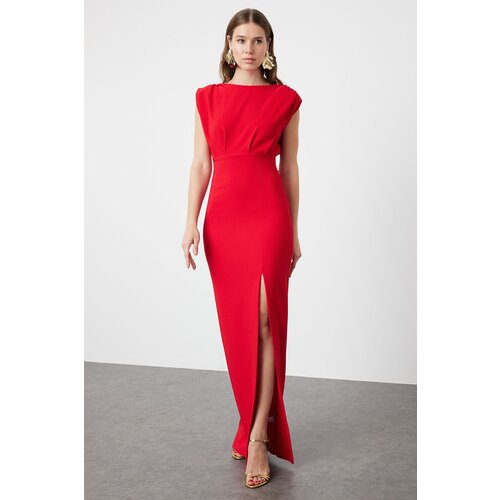 Trendyol Red Padded Woven Long Evening Evening Dress Slike