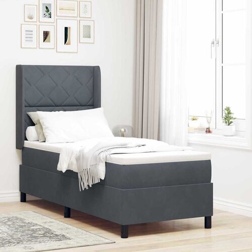 Box spring krevet Tamno siva 80 x 200 cm Bar&scaron;un - Tamno siva 80 x 200 cm Dizajn s rombovima Cijene