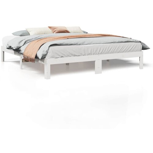 vidaXL Posteljni okvir brez vzmetnice bel 180x200 cm trdna borovina, (5000023009) Cene