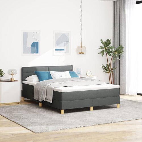 VidaXL Krevet s oprugom s madracem Tamnosiv 140x200 cm Tkanina Slike