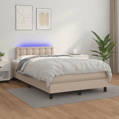  Box spring postelja z vzmetnico LED kapučino 120x200 cm, (20724098)