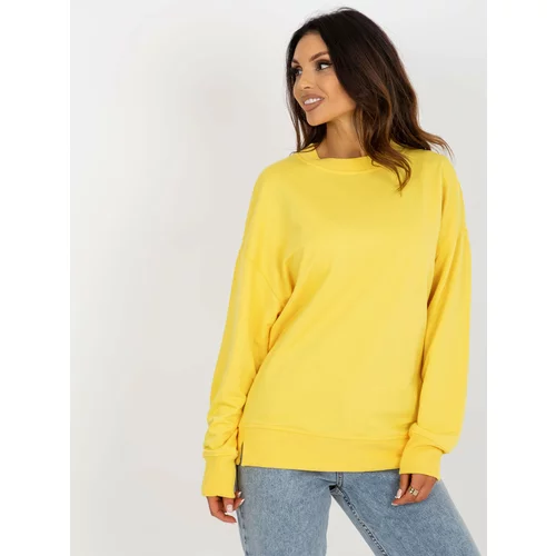Fashion Hunters Yellow loose hoodie with round neckline