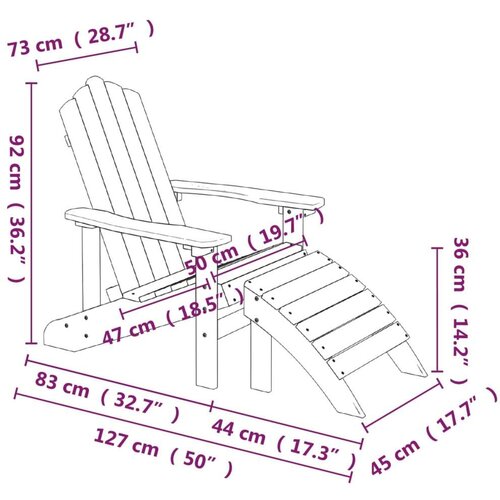 VidaXL Vrtna stolica Adirondack s osloncem za noge HDPE smeđa Slike
