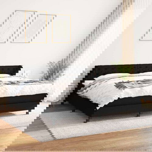  Box spring postelja z vzmetnico črna 160x200 cm blago, (20791943) Slike