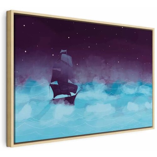  Slika - Night Waves (1 Part) Wide - Third Variant 60x40 U prirodnom drvenom okviru Cene