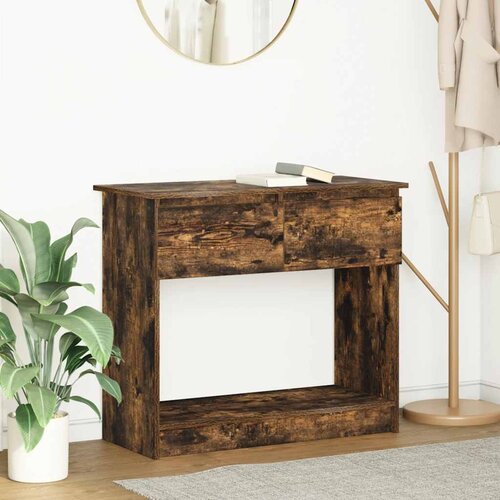 vidaXL Konzolna mizica s predali dimljeni hrast 85,5x38,5x74,5 cm Cene