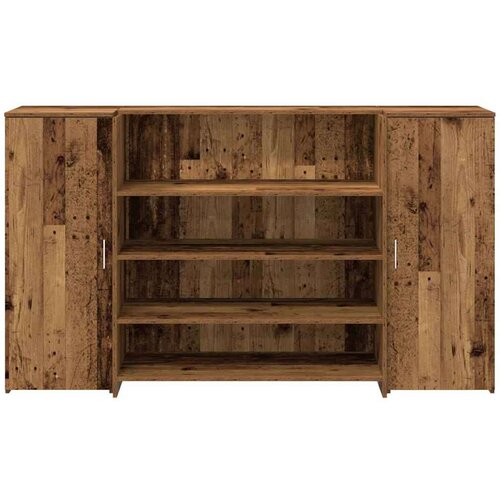  pisalna miza s pultom in omaricami, inženirski les, starinski les, 180x50x103,5 cm, 3 kos Slike