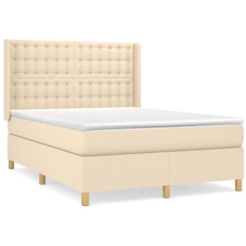  Krevet s oprugama i madracem krem 140 x 190 cm od tkanine Slike