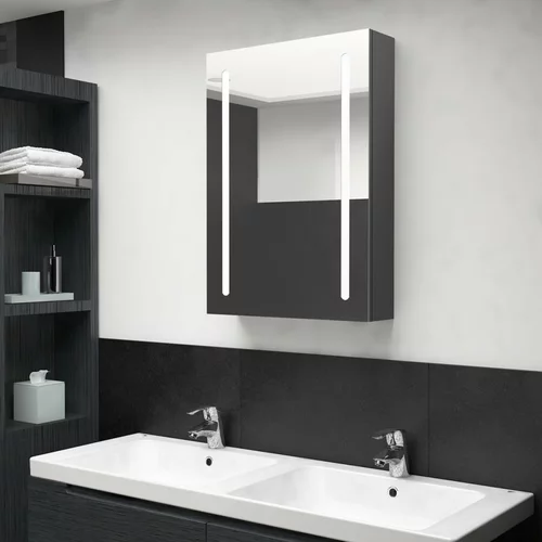 vidaXL LED kopalniška omarica z ogledalom siva 50x13x70 cm, (20716295)
