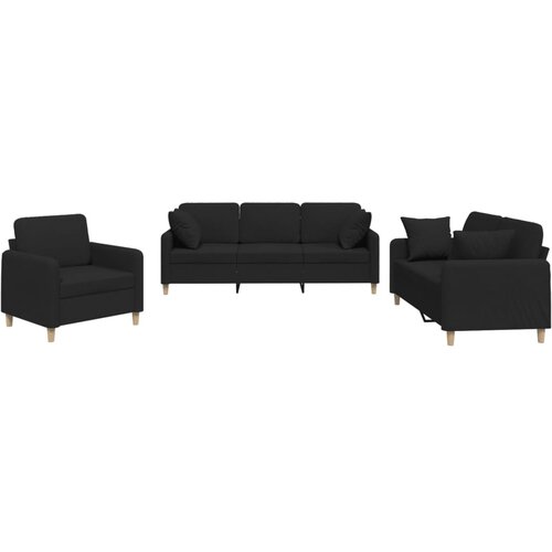 Maison Chic Sedežna garnitura - kavč 3-delna z vzglavniki črno blago, (21728561) Cene