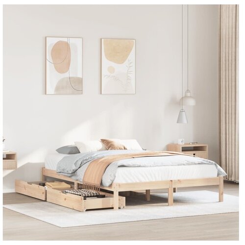VidaXL Okvir kreveta bez madraca 135 x 190 cm od masivne borovine Slike
