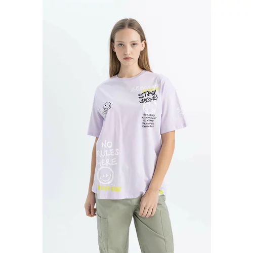 Defacto Oversize Fit Smiley Licence Short Sleeve T-Shirt