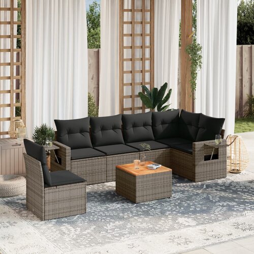  7-dijelni set vrtnih sofa sivi od poliratana Cijene