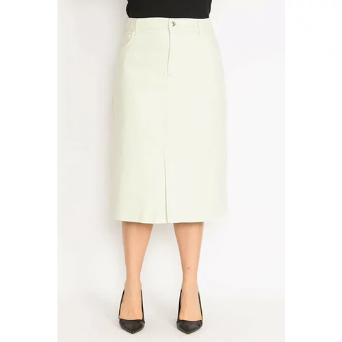 Şans Women's Plus Size Green 5-Pocket Denim Skirt