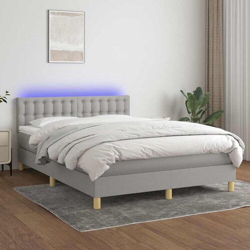  box spring s madracem LED svjetlosivi 140x190 cm tkanina Cijene