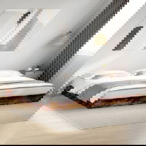 Furnova Posteljni okvir brez vzmetnice hrast 180x200 cm inženirski les, (21935060) Slike