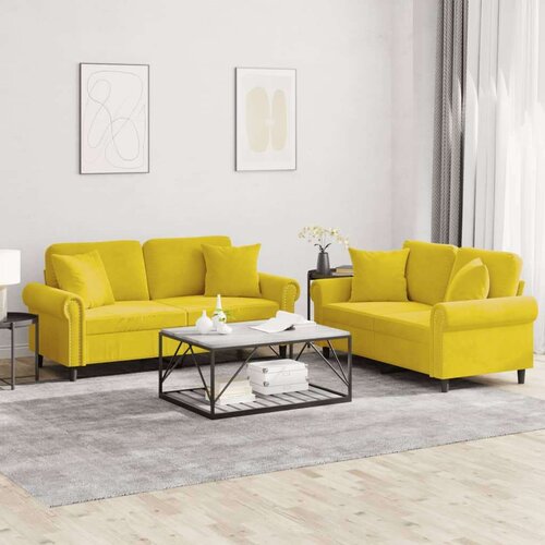 VidaXL 2-dijelni set sofa s jastucima žuti bar&amp;scaron;unasti Slike