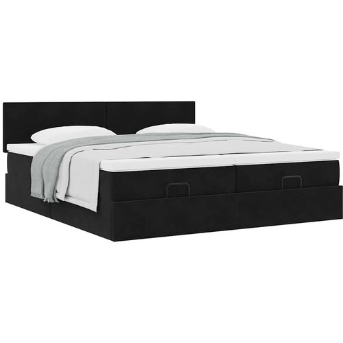 VidaXL Otomanski okvir kreveta s madracima crni 180x200cm bar&amp;scaron;unasti Slike