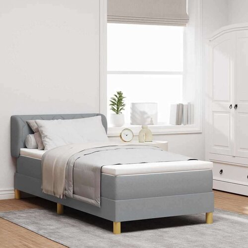 VidaXL Krevet s oprugama i madracem krem 90x200 cm Svjetlosiva Slike