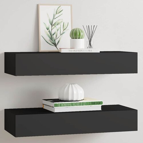  Zidne police s ladicom 2 kom crne 60 x 23,5 x 10 cm MDF Cijene