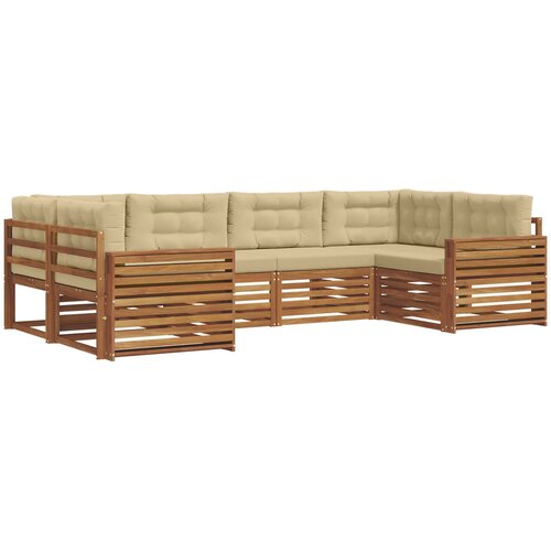  Set vanjskih sofa 6 kom. Prirodna i bež Čvrsto drvo akacije 325 x 172,5 x 73 cm Slike