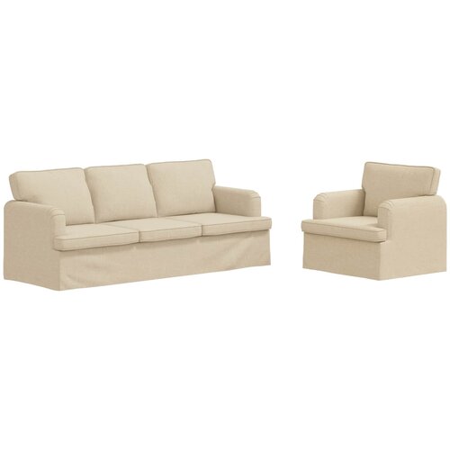  Set sofe 2 pcs Krema 201 x 80 x 85 cm tkanina Slike