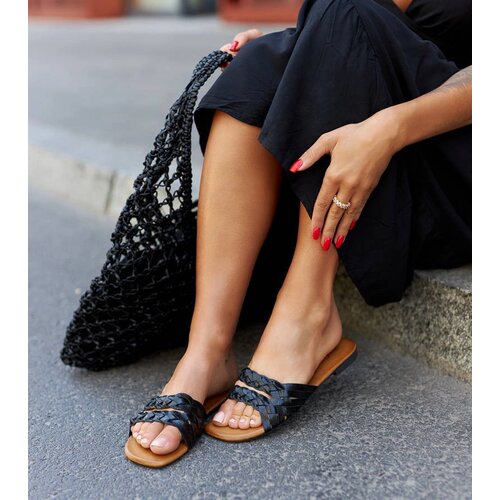 Gemre Black braided Arcangela slides Cene