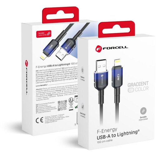 forcell F-ENERGY C353 kabl USB A na Lightning 2,4 A 12W gradijent 1 m crni Cene