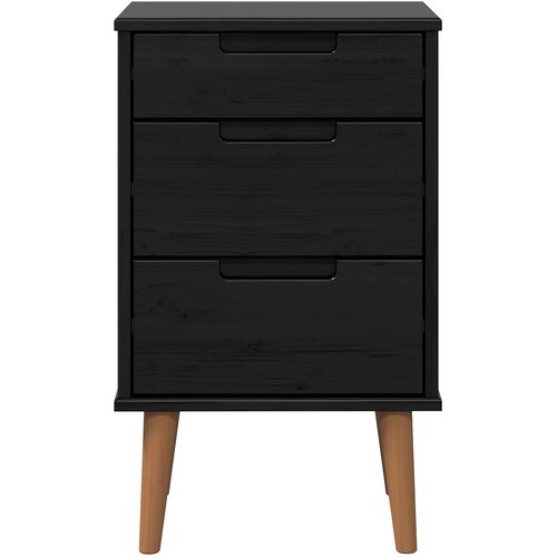 Noćni ormar s ladicama Crna 40 x 35 x 65 cm Masivna borovina Slike
