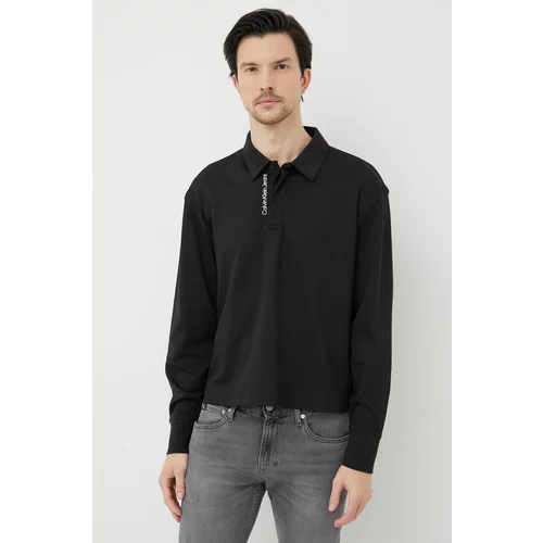 Calvin Klein Jeans Pamučna majica dugih rukava boja: crna, glatki model