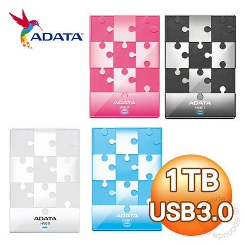 Adata DashDrive HV611 1TB USB 3.0 White AHV611-1TU3-CWH eksterni hard disk Slike