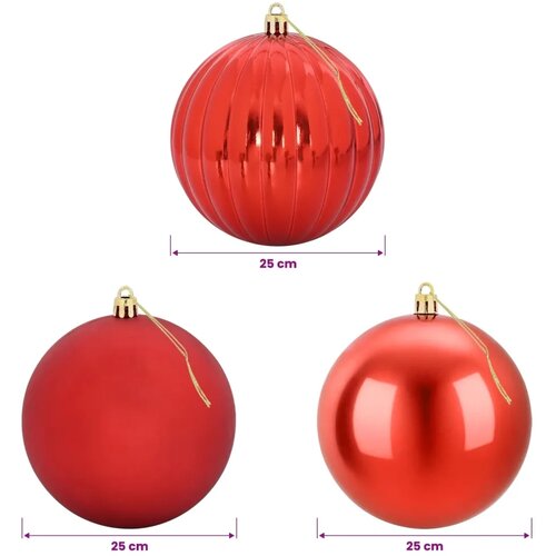  Set božićnih kuglica XXL 3 kom. Crvena &amp;Oslash; 25 cm Plastika - Crvena &amp;Oslash; 25 cm (3 kom) Slike