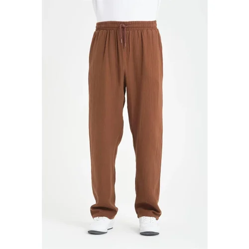 Dewberry 65826 Muslin Baggy Mens Trousers-COFFEE