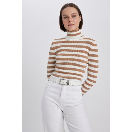 Defacto Slim Fit Striped Turtleneck Sweater Slike