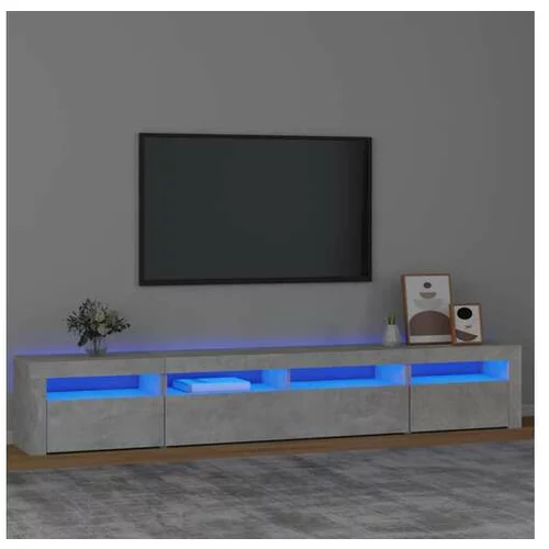  TV omarica z LED lučkami betonsko siva 240x35x40 cm