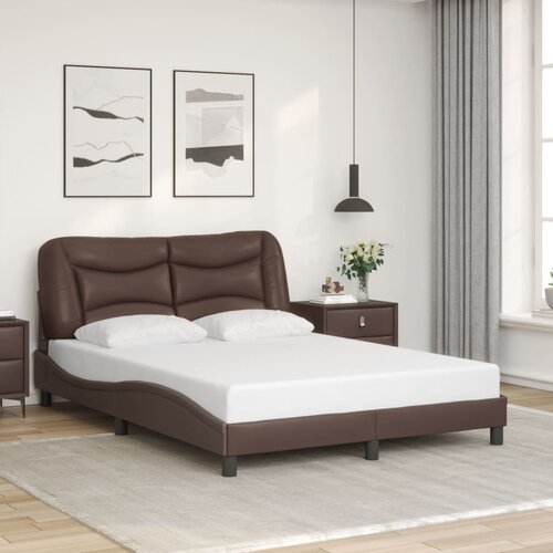 VidaXL Posteljni okvir z vzglavjem rjava 120x200 cm umetno usnje Slike