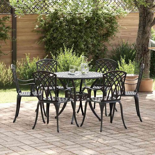  Komplet za jedilnico v vrtu 7 pcs Črna Aluminij - - črna - 43.18 - 90 x 90 x 75 cm - 2025-vidaXL-Uvoz_3 Cene