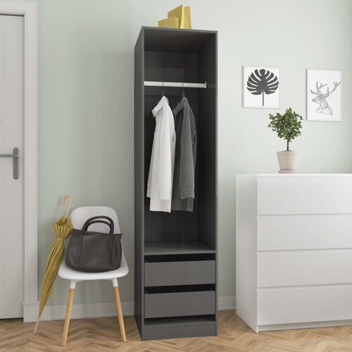 VidaXL Garderobna omara s predali visok sijaj siva 50x50x200 cm Slike