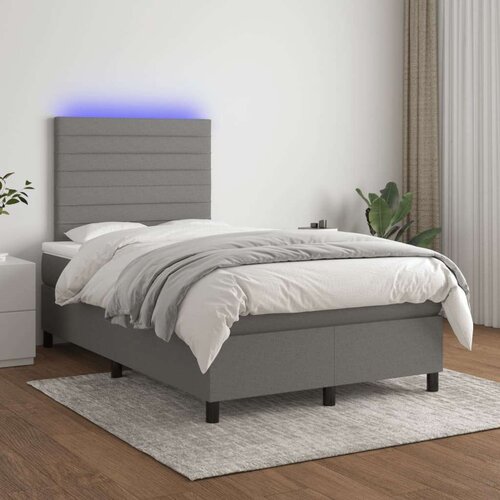  Box spring postelja z vzmetnico LED temno siva 120x200 cm blago, (20930328) Slike