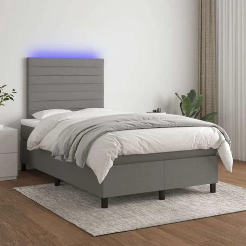  Box spring postelja z vzmetnico LED temno siva 120x200 cm blago, (20930328)