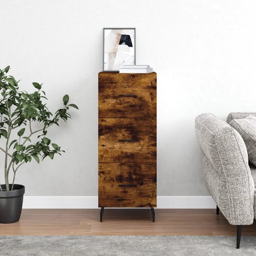 VidaXL Komoda dimljeni hrast 34,5x34x90 cm inženirski les Slike
